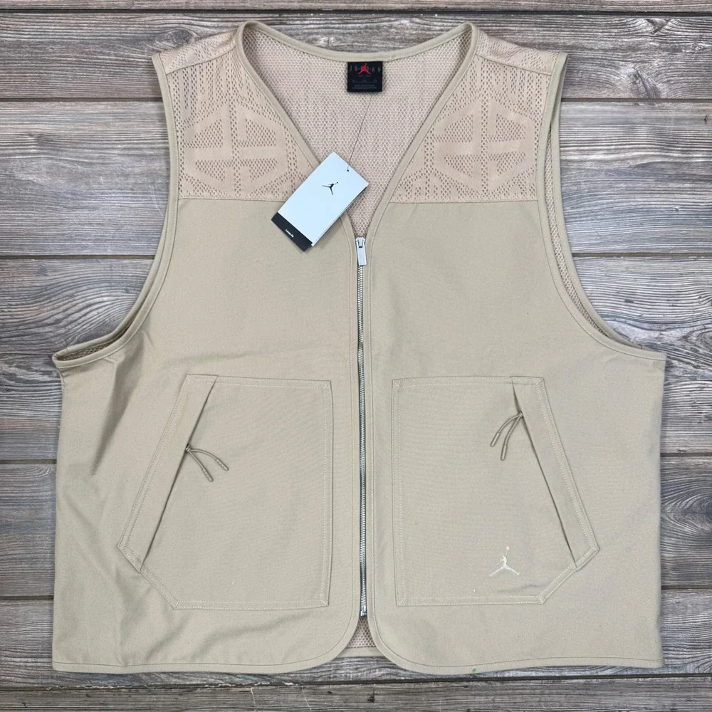 Nike Jordan Brand Mens Utility Vest‎ Tan Khaki Mesh Back HF9327-257 XL NWT